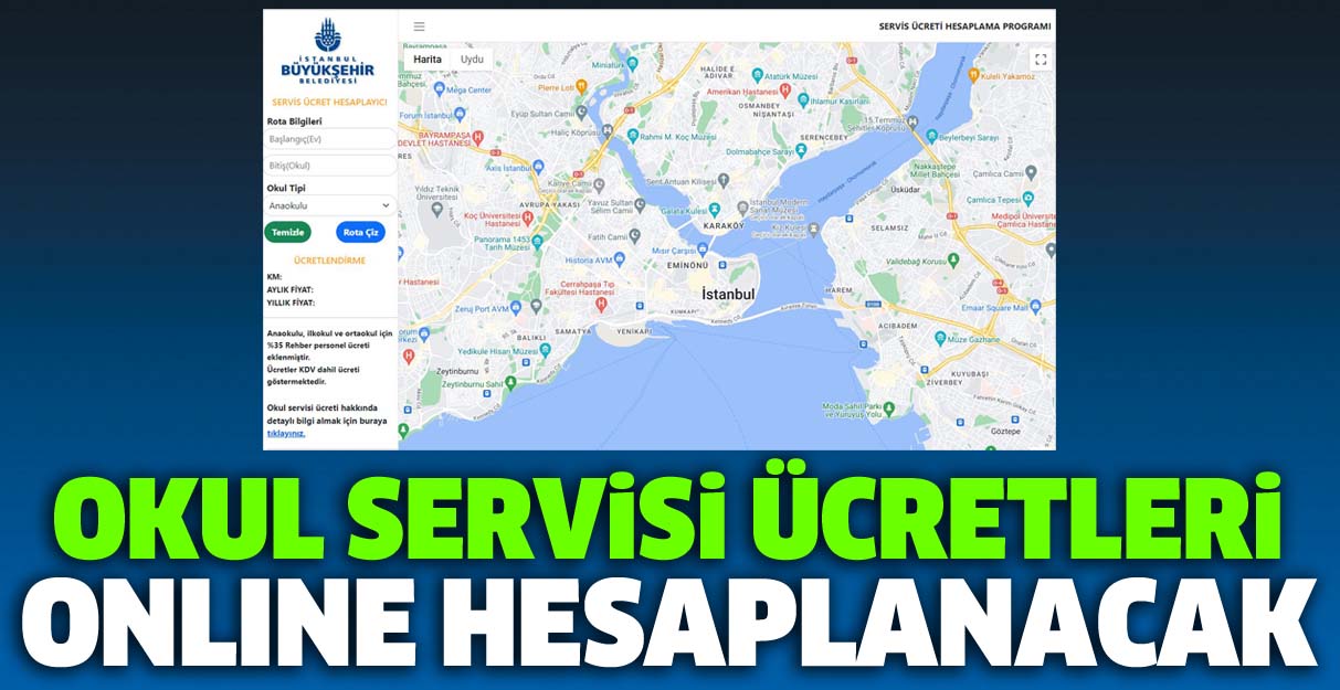 Okul servisi ücretleri online hesaplanacak