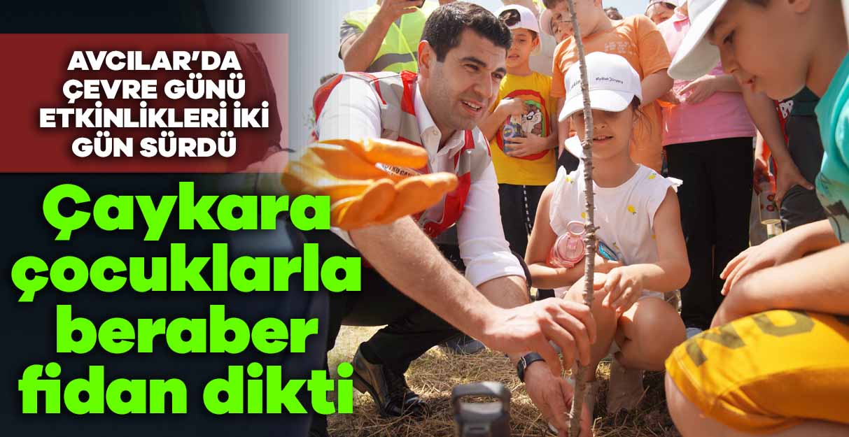 Çaykara çocuklarla beraber fidan dikti