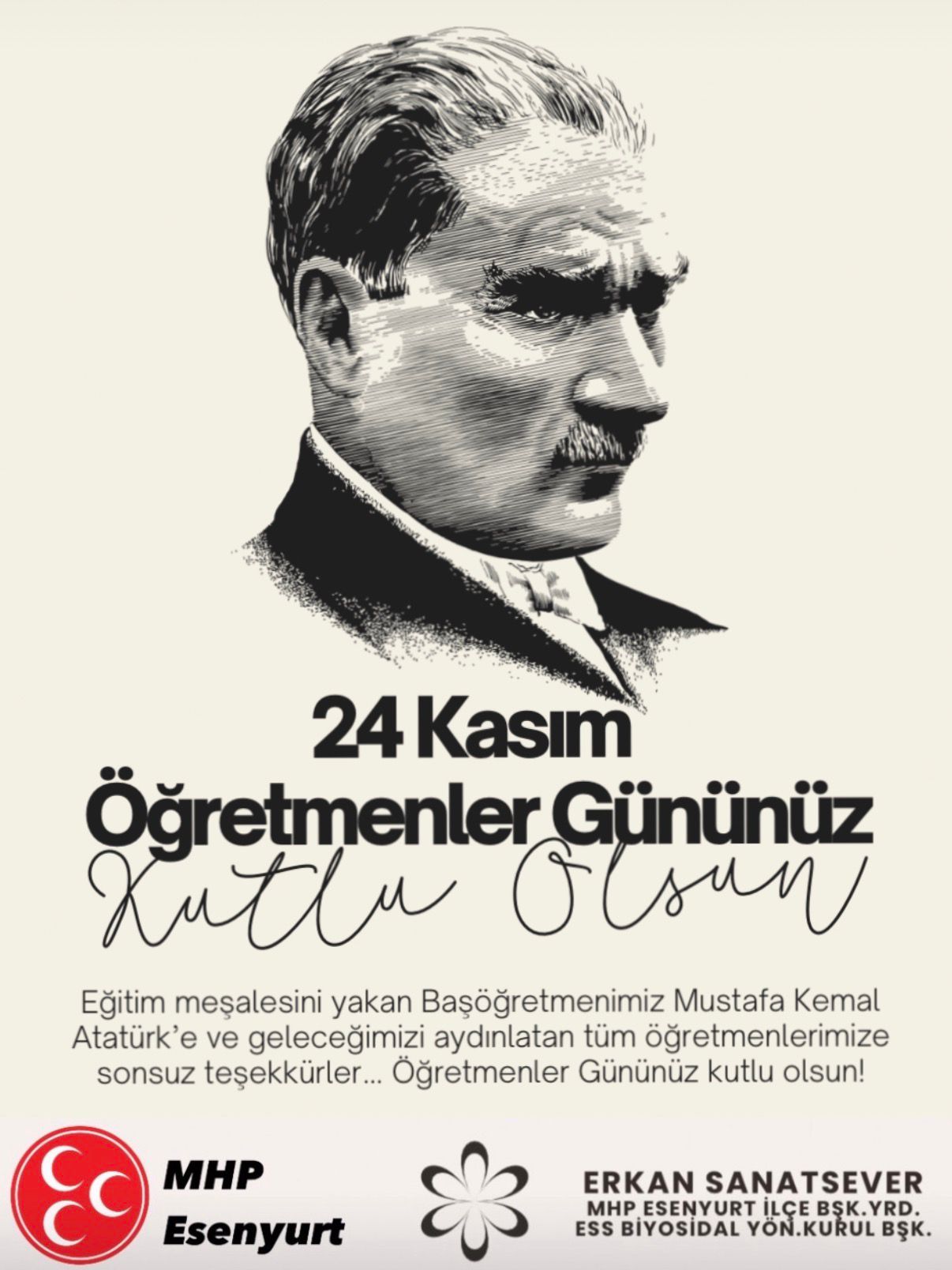 Erkan Sanatsever’den 24 Kasım Öğretmenler Günü mesajı