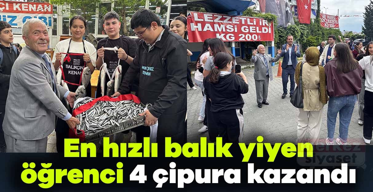 En hızlı balık yiyen öğrenci 4 çipura kazandı