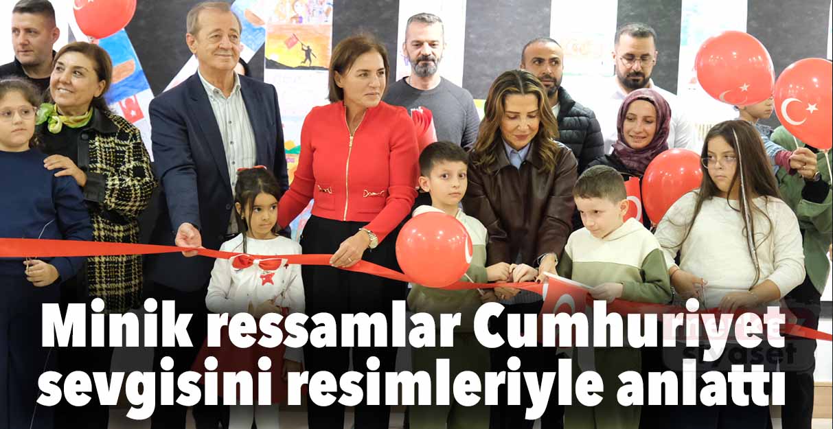 Minik ressamlar Cumhuriyet sevgisini resimleriyle anlattı
